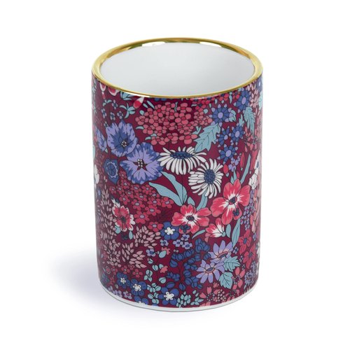 Galison Liberty Margaret Annie Porcelain Pen Pot from Galison - Porcelain Pen Holder, 3 x 3.75 x 3", Features Famous Floral Print from Liberty, Gold Gilded Edge, Perfect for Home or Office
