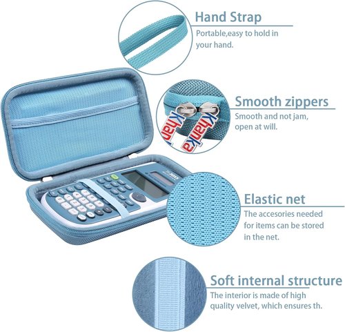 Khanka Carrying Case - Light Blue for Texas Instruments TI-30Xa, TI BA II Plus, TI-30XIIS, TI-30XS MultiView & TI-36X Pro