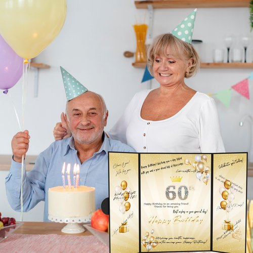 Pranski Black Gold 1st-99th Happy Birthday Party Decorations 18"x12" Birthday Guest Book for Men Women Suitable for All Ages Birthday Gifts Birthday Card