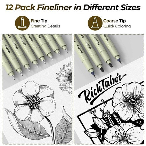 Nicpro 58 PCS Art Drawing Supplies Kit in Leather Case, Art Mechanical Pencil Set with 6 Metal Drafting Pencil 0.5 & 0.7 & 0.9 & 2mm, 12 Micron Pen, Sketch Book, 30 Tube Lead Refills for Sketching