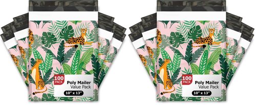10x13 (100) Cheetahs Designer Poly Mailers Shipping Envelopes Premium Printed Bags (Pack of 2)