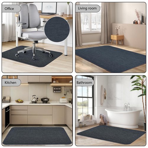 Office Chair Mat for Hardwood Floor: Desk Computer Gaming Heavy Duty Rugs for Rolling Chairs - 36"x48" Large Anti-Slip PVC Mats Tile Hard Wood Floors Protectors, Not Recommended for Carpet (Black)