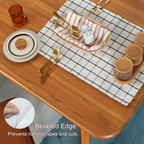 BLESWIN Clear Desk Mat, Transparent Writing Desk Mat, Durable Waterproof Multi-Functional Table Protector with Non-Slip Adhesive, 16.93 x 35.43 Inches, Suitable for Home and Office