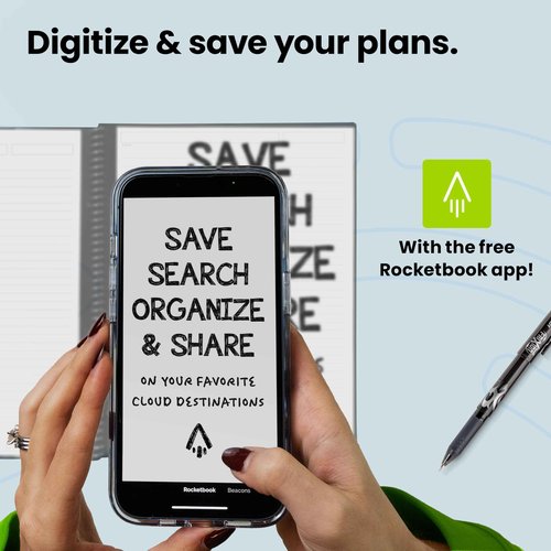 Rocketbook Everyday Planner Smart Reusable Pages, Executive Size 6x8.8, Gray – Erasable & App-Connected, Undated Weekly, Monthly & Annual Templates, Perfect for Productivity, Goals & Scheduling