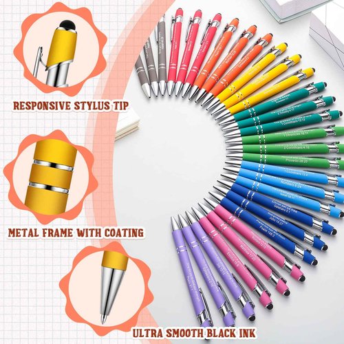 Geosar 90 Pcs Christian Gift Bulk Religious Pen Bible Verse Metal Pen Inspirational Church Scripture Gift for Women Men Nurse Teacher Student, Black Ink(Vivid Colors)