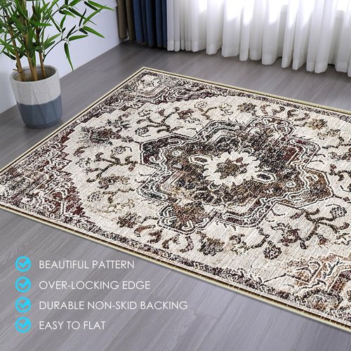 Kuyal Office Chair Mat for Hardwood Floor, 48 x 60 inches, Modern, Beige Brown