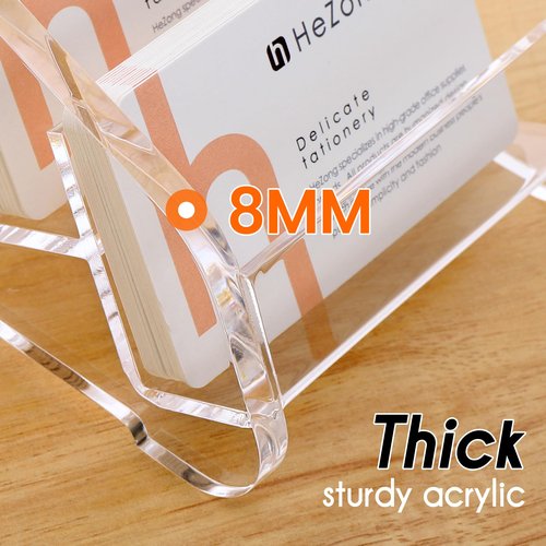 HeZone Acrylic Business Card Holder Display for Women and Men 3 slots 3 Tier ,Clear Cards Stand for Desk -Slots That Tilt Back to Prevent Business cards from(3 Slot-H)