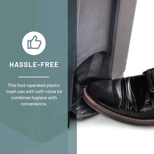 Safco Plastic Step-On Trash Can for Hands-Free Disposal, Great for Home and Commercial Use, 12 Gallon, Black (9925BL)