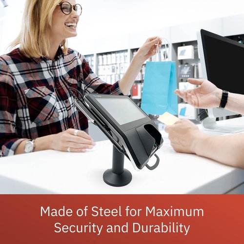 Discount Credit Card Supply Verifone MX915 / Mx925 7" Swivel & Tilt Metal Stand, Screw-in and Adhesive, Black