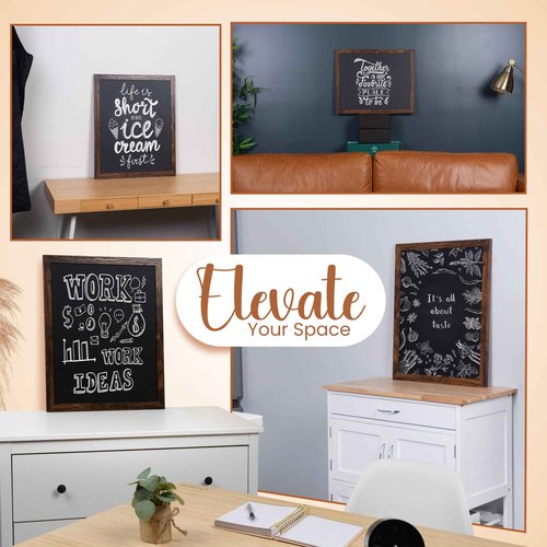 Loddie Doddie Chalkboard Calendar & Sign - 18 x 22 in. Rustic Wood Frame - Stain Resistant Surface & Magnetic Finish - Wall-Mount Chalk Board for Kitchen, Office & Kids