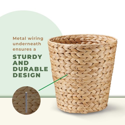 84ECO 2 Pack Wicker Trash Can, Wicker Waste Basket for Bathroom, Rattan Trash Can