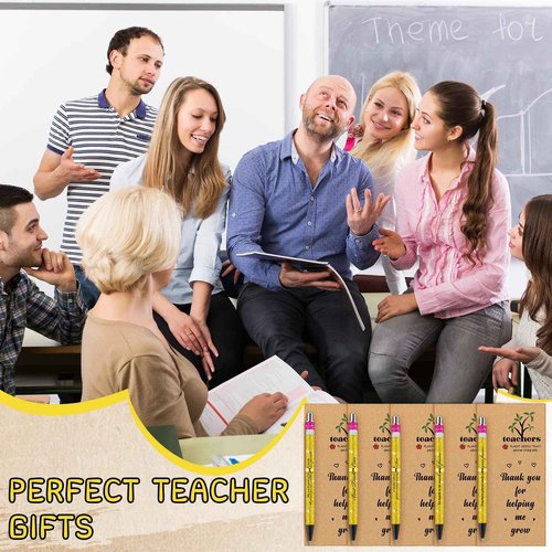 Sinload 60 Sets Teacher Pens Gifts Include Inspirational Quotes Glitter Ballpoint Pens with Thank You Card Writing Stationery Office Supplies Teacher Christmas Appreciation Gift