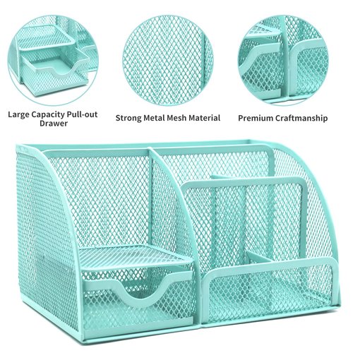 12 in 1 Green Desk Organizers & Accessories Set, Office Supplies Include Stapler, Pen Holder, Tape Holder, Scissors, Ruler, Staple Remover for Home & School