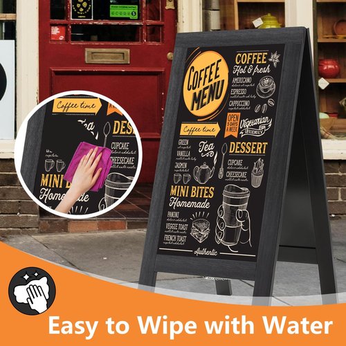 DAHAPYBOO Sandwich Board - 40"x20" Solid Pine Wood Rustic Black Chalkboard Sign for Outdoor Use