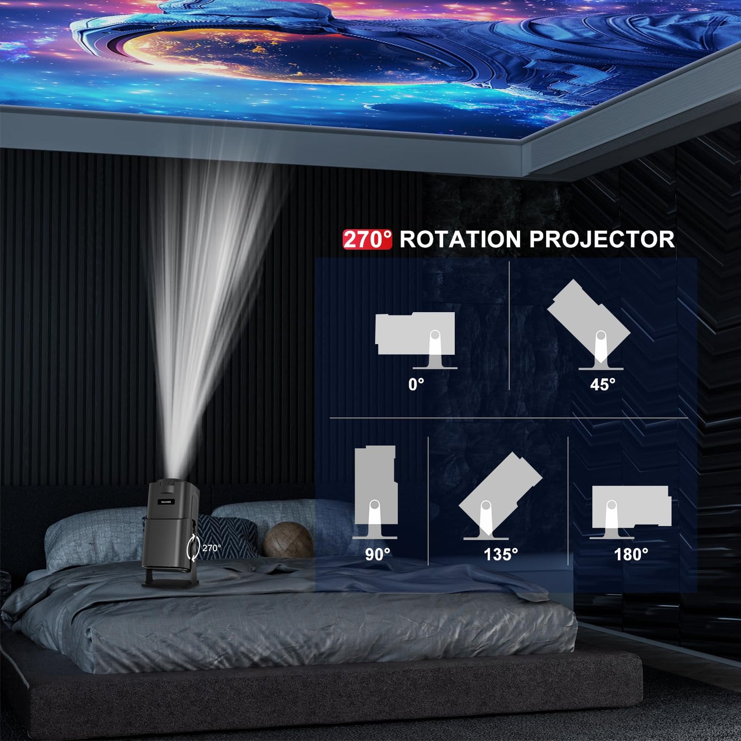 Mini Projector WiFi Bluetooth 5.4, Native 1080, Compatible with Netflix, 4K