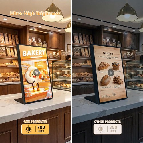 Digital Menu Board - 18.5 Inch Ultra-Bright 700 Nits Android Display | Free Web Editor for Restaurants & Stores