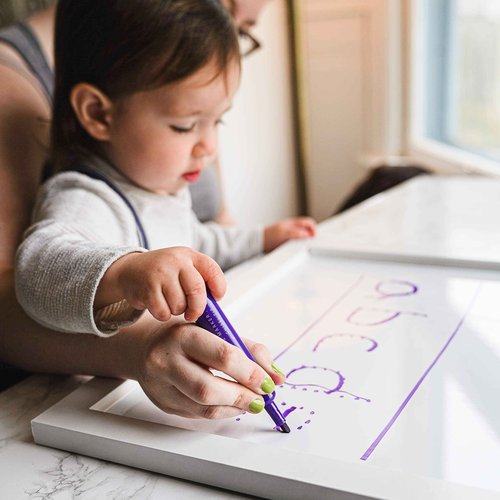 Loddie Doddie Magnetic Dry Erase White Board for Wall - 24" x 36" White Frame - Built-in Marker Tray & Stain-Resistant Surface
