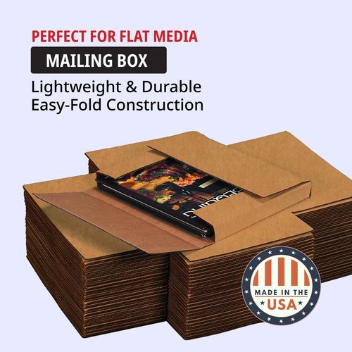 Tape Logic TLM2BKK Easy-Fold Mailers, 12 1/8" x 9 1/8" x 2", Kraft (Pack of 50)