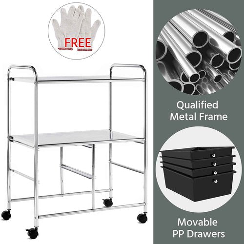 Yaheetech Rolling Storage Cart with 4 Drawers 2 Shelves Plastic Trolley on Wheels for Home Office School Beauty Salon, Black