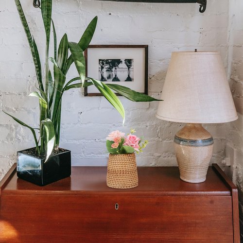Cabilock Vietnamese Woven Rattan Pen Holder - Multi-Functional Desk Organizer & Decorative Flower Vase for Home Decor Cone-Shaped Storage Basket