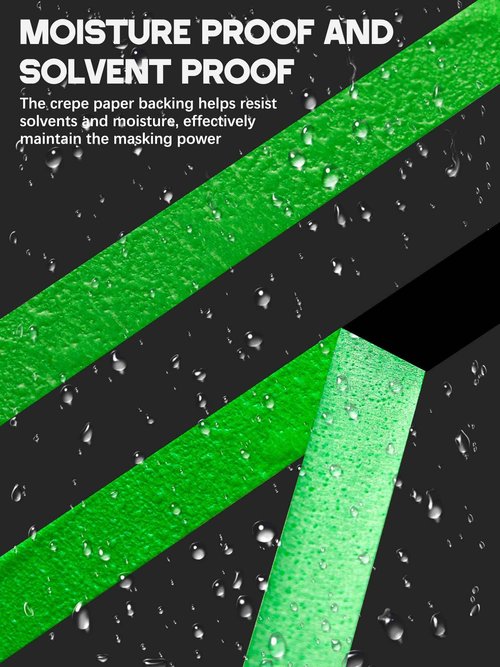 Marspark 6 Rolls 1.5 Inch x 55 Yards Green Automotive Refinish Masking Tape Bulk No Residue Heat Resistant Painters Tape for Car Vehicles Auto Body Multi Purpose Paint Tape