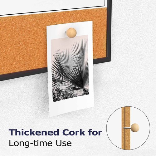 Lumspax Dry Erase Calendar with Cork, 24" x 18" Large Calendar Whiteboard for Wall, Black Narrow Frame Monthly Combination Board for School, Home, Office
