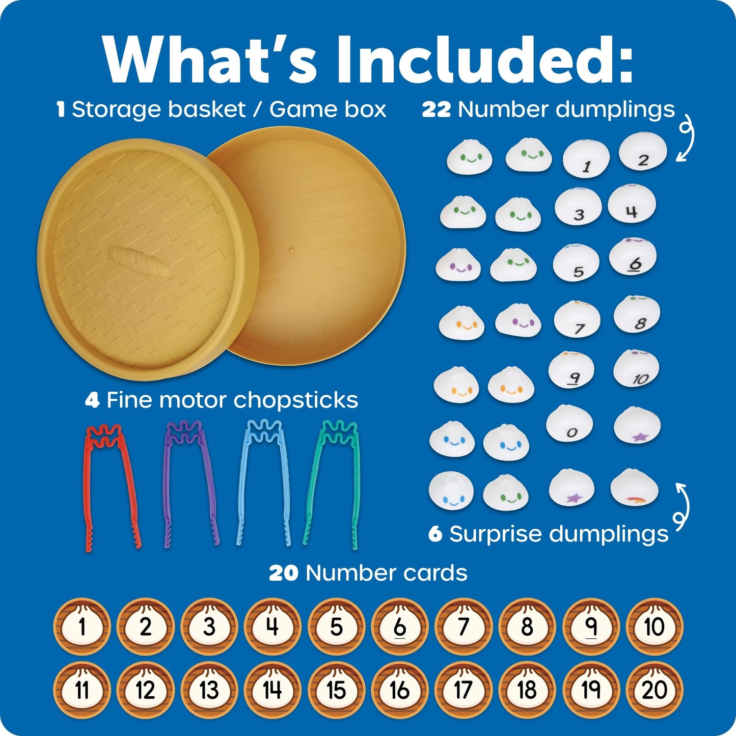 Learning Resources Dumpling Dash Fine Motor Math Game - Squishy Dumpling Toy, Montessori Counting Toys, Kids Board Game, Play Food, Homeschool Toddler Games, Fine Motor Skills, Preschool Board Games