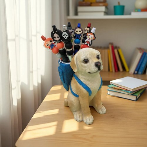 Cute Dog Pen Holder & Desk Organizer,Handmade Non-Toxic Resin Storage Compartment,Eco-Friendly Multifunctional Decor for Home Office/School,Gift for Dog Owners Pet Lovers (Labrador Retriever)