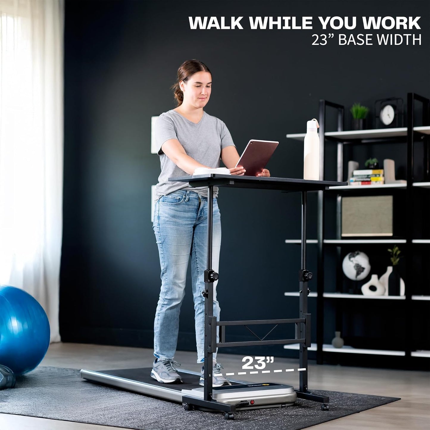 VIVO Mobile Standing Desk - 32 x 16 Inch Portable Workstation with Wheels for Home Office - Black