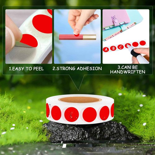 WANSTE 0.5 Inch Red Color Coding Labels Dots - 10 Rolls 10,000Pcs Small Round Dot Stickers - Adhesive Color Coding Labels for Organization, File and Classroom Supplies