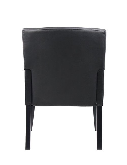 Boss Office Products Executive Box Arm Chair with Mahogany Finish in Black, 25.5"D x 24.5"W x 35.5"H