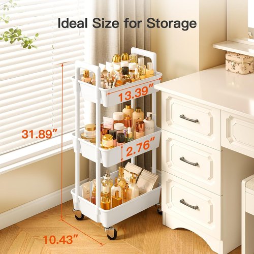 Pipishell Bamboo Bed Tray Table - Foldable Legs & 3-Tier Rolling Cart Organizer for Easy Storage