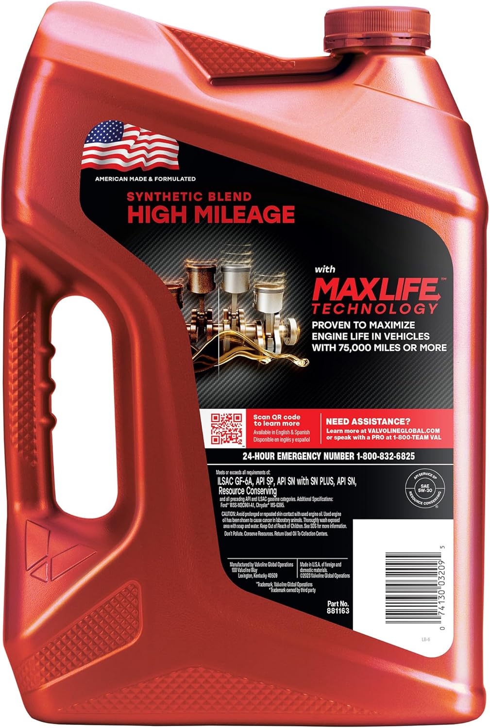Valvoline MaxLife 5W-30 High Mileage Synthetic Blend Motor Oil - 5 Quart for Enhanced Engine Protection
