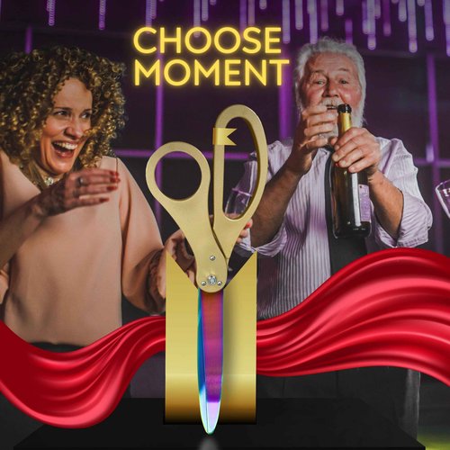 NEW EDITION Grand Opening Scissors – 25'' Shears Gold with Rainbow Blades for Ribbon Cutting Ceremony Heavy Duty Golden Scissors Ribbon Cutting Shears for Inauguration Ceremonies & Special Events