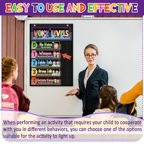 Humyoun Black Voice Level Chart for Classroom Voice Pocket Chart Classroom Decorations Noise Level Educational Sign School Decorations for Back to School Elementary Preschool Teachers Supplies