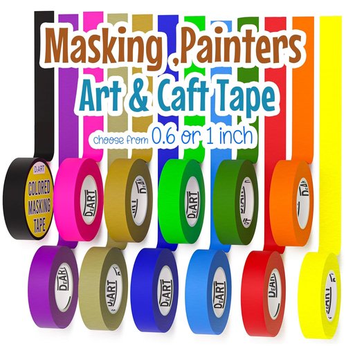 DEART Colored Masking Tape - Writable Painters Tape for Arts & Crafts | 12 Pack, 1 Inch Wide