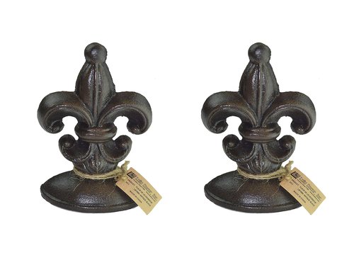 Lulu Decor, Cast Iron Fleur De Lis Door Stop, 2 Lbs, Antique Black Door Stopper (Set of 2)