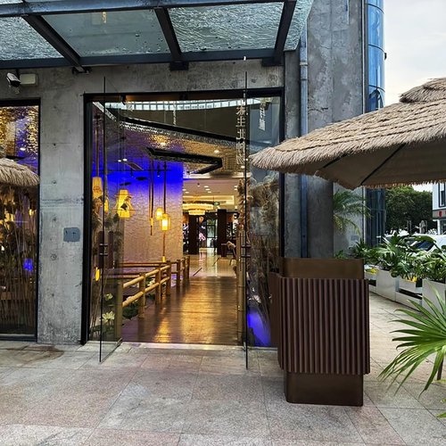 JCSRYD Office Reception Desk Counter, Stainless Steel Reception Room Table, Front Desk Furniture Nail Hair Beauty Salon Spa Restaurant(Brown)