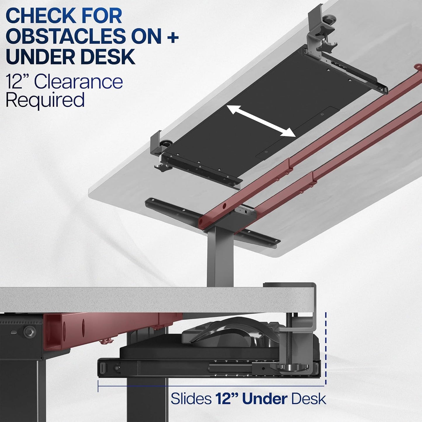VIVO Large Keyboard Tray - Sturdy Under Desk Pull-Out Platform with C Clamp Mount | 27 x 11 Inch, Black