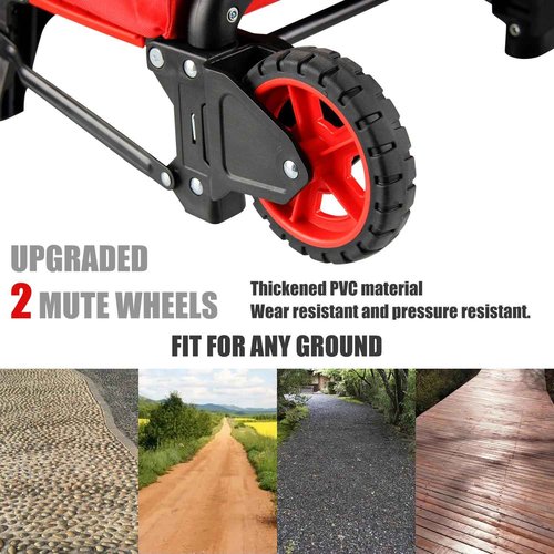 APOXCON Folding Shopping Cart with Removable Waterproof Bag and Bungee Cord, Heavy Duty Push Cart with Mute Wheels, Portable Hand Truck for Shopping, Groceries, Travel and Office Use