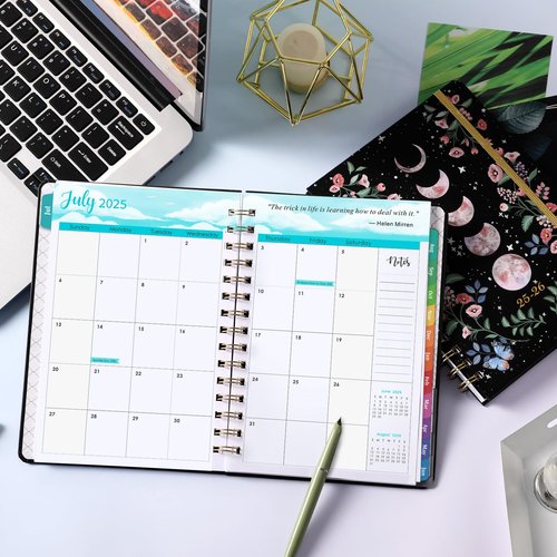 Planner 2025-2026 - 2025-2026 Planner Weekly and Monthly with Tabs, Jul. 2025 - Jun. 2026, 6.3" x 8.4", Academic Planners 2025-2026 with Back Pocket + Thick Paper + Twin-Wire Binding - Moon