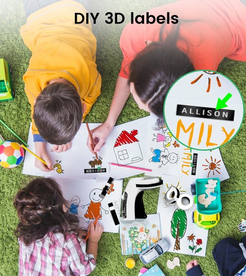 EazeID Embossing Label Maker Machine with Tapes, Vintage Embossed Label Maker, Retro Embosser Labeler with 3 Rolls 3D 9mm Embossing Label Tapes Waterproof for Home Office Kids DIY Crafting, White