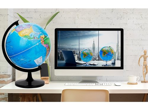 Exerz 12" World Globe - Political Map Educational - Self Assembled School Globe for Classroom