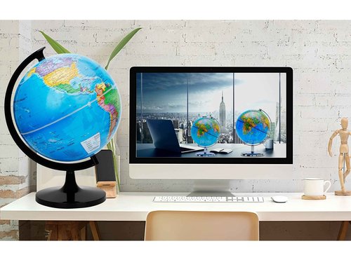Exerz 10" World Globe - Political Map Educational- Self Assembled School Globe