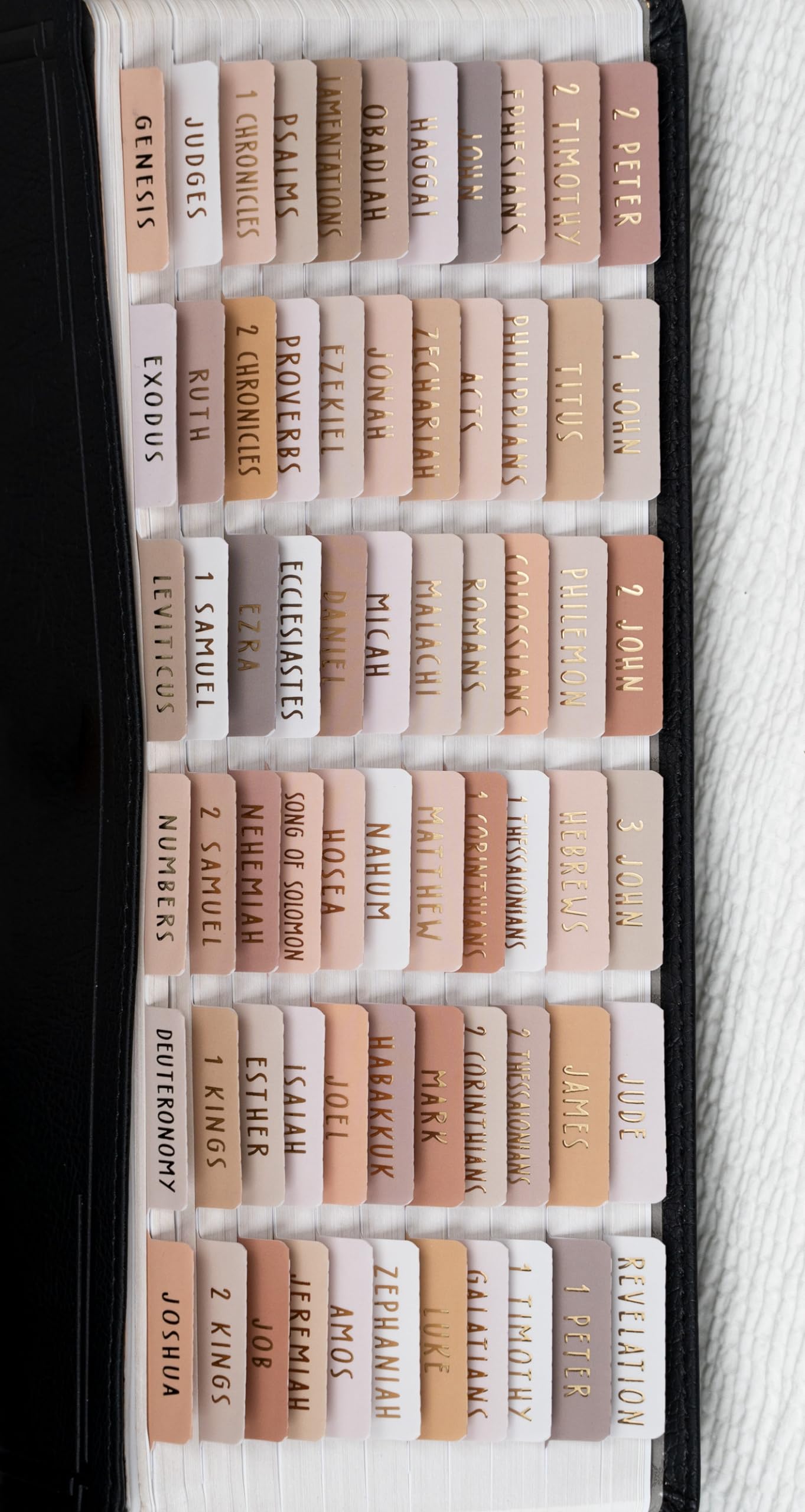 UPAFEXXI-Laminated Bible Tabs (Gold Foil Embossed Lettering), Bible Tabs for Women and Men, Reposition Large Print Stickers, Easy to Read and Apply, 80Chapters Labels for Easy Navigation(Cappuccino)