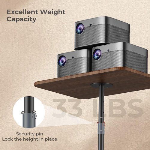 POLESTO Portable Laptop Floor Stand, Bedside/Sofa Table with Height Adjustable 18''~48'', Sleek Wooden Lectern Standing Desk Mobile Podium for Home, Office, School, Black
