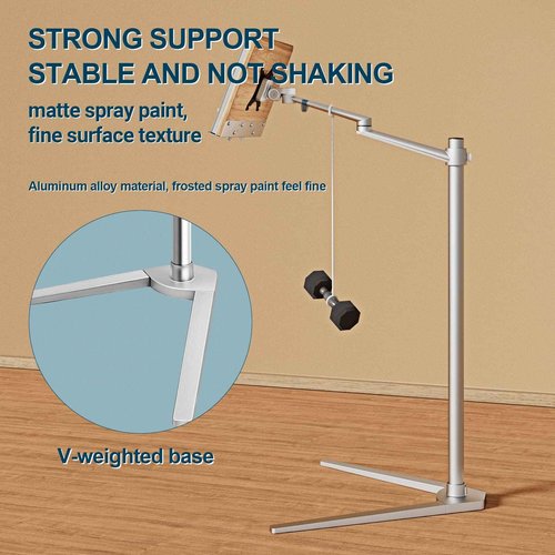 Shikha Book Stand for Reading, Hands-Free Holder for Laptop Phone Tablet with Wooden Pad, Rotated and Liftted Metal Support, 2 Spring Clips.