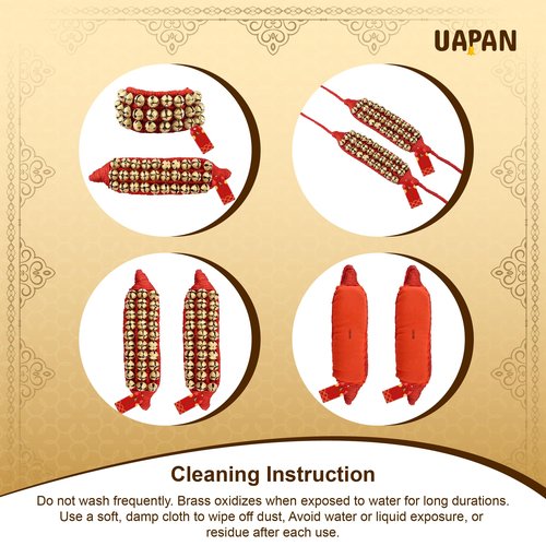 UAPAN Brass Ghungroo Anklets Bells (3 Line Pad, Red, Pair) For Women