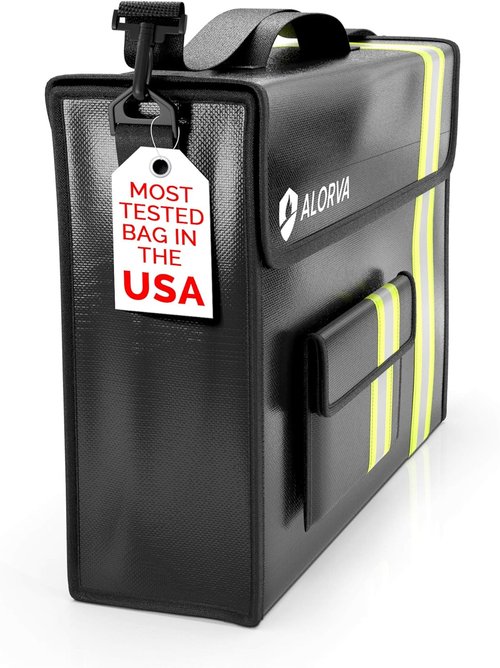 Fireproof & Waterproof Document Bag by Upgraded - Lockable 17”x 12”x 5” with Wallet Protector | Reflective for Easy Night Visibility