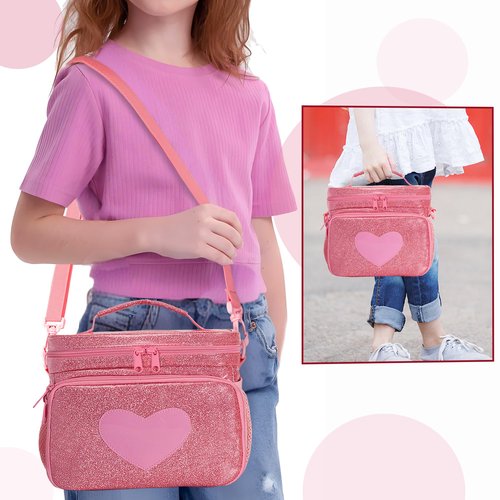 LoDrid Travel Carrying Case Compatible with Yoto Player Bluetooth Speaker, Audio Card Holder Holds up to 54 Cards with Shoulder Strap, Pink, Bag Only